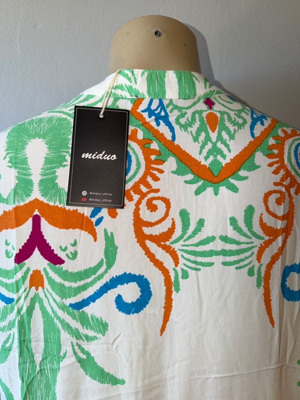 White Floral Multicolor Tiered Tunic Dress - Picture 6 of 7